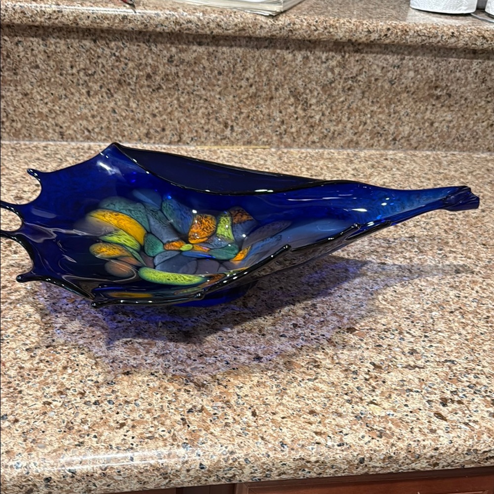 Artistic Blue Glass Bowl